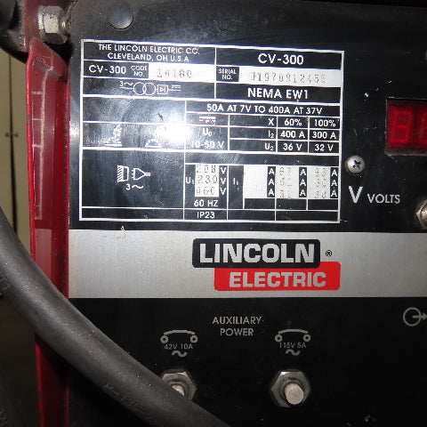 Lincoln CV-300 400A 36V MIG Welder LN-742H Feeder 208-230/460V Wheel Package