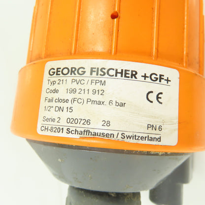 Georg Fischer 199 211 912 Type 211 PVC FPM 1/2" Pneumatic Actuator 6 Bar