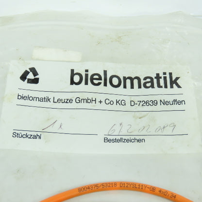 Bielomatik 8004375/53218 D12YSL11Y-0B Right Angle Cable Cordset Assembly