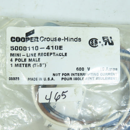Cooper Crouse-Hinds 5000110-410E Mini-Line Receptacle 4-Pole Male 1M 600V 10A