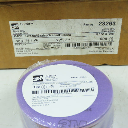 3M Hookit 23263 P400 360L Grade Hook & Loop Disc 3-1/2" x NH Lot Of 500