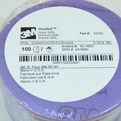 3M Hookit 23263 P400 360L Grade Hook & Loop Disc 3-1/2" x NH Lot Of 500