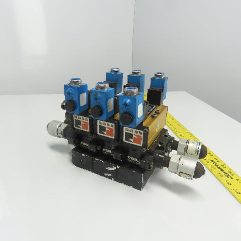 Ross (2)W6077B3431 (1)W6076B3437 Pneumatic Solenoid Valve Station 1-10Bar 24VDC