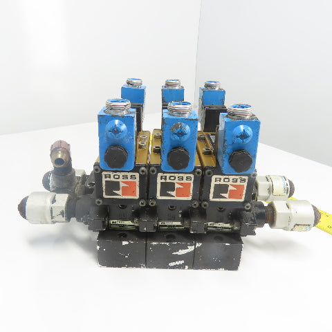 Ross (2)W6077B3431 (1)W6076B3437 Pneumatic Solenoid Valve Station 1-10Bar 24VDC