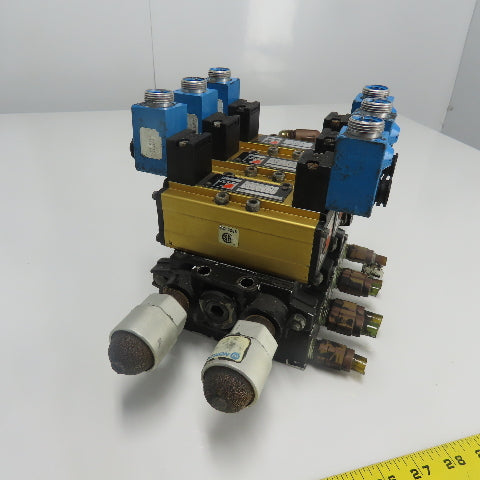 Ross (2)W6077B3431 (1)W6076B3437 Pneumatic Solenoid Valve Station 1-10Bar 24VDC