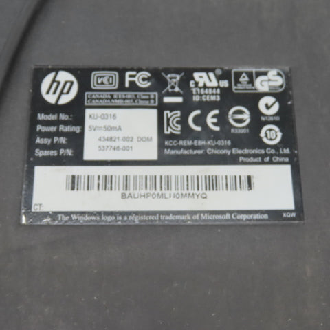 HP & Logitech Corded Keyboards SK-2880, KU-0316, Y-U0009, SK-28852 Lot of 4