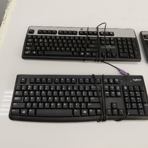 HP & Logitech Corded Keyboards SK-2880, KU-0316, Y-U0009, SK-28852 Lot of 4