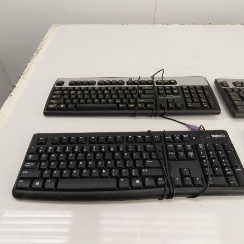 HP & Logitech Corded Keyboards SK-2880, KU-0316, Y-U0009, SK-28852 Lot of 4