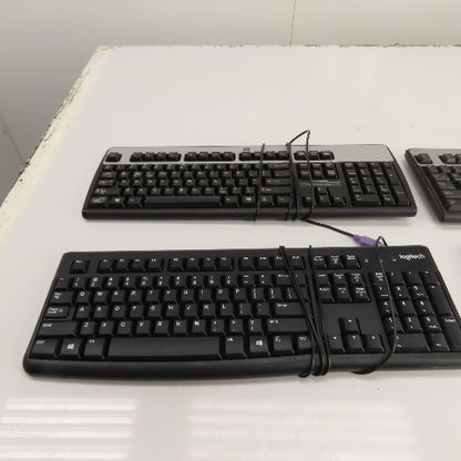 HP & Logitech Corded Keyboards SK-2880, KU-0316, Y-U0009, SK-28852 Lot of 4