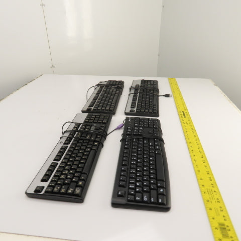 HP & Logitech Corded Keyboards SK-2880, KU-0316, Y-U0009, SK-28852 Lot of 4