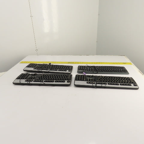 HP & Logitech Corded Keyboards SK-2880, KU-0316, Y-U0009, SK-28852 Lot of 4