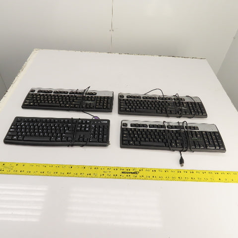 HP & Logitech Corded Keyboards SK-2880, KU-0316, Y-U0009, SK-28852 Lot of 4
