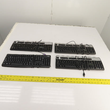 HP & Logitech Corded Keyboards SK-2880, KU-0316, Y-U0009, SK-28852 Lot of 4