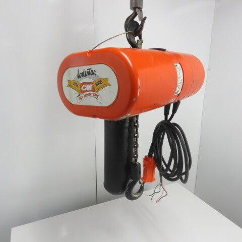 CM Lodestar Model L 1 Ton 2000LB Electric Chain Hoist 16FPM 15'Lift 230/460V 3Ph