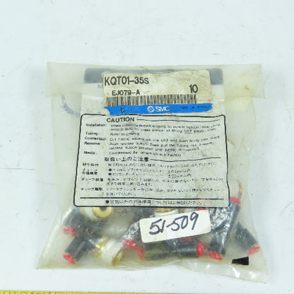 SMC KQT01-35S 3-Way Branch Tee 1/8" Tube x 1/4" Male NPT Pack Of 10