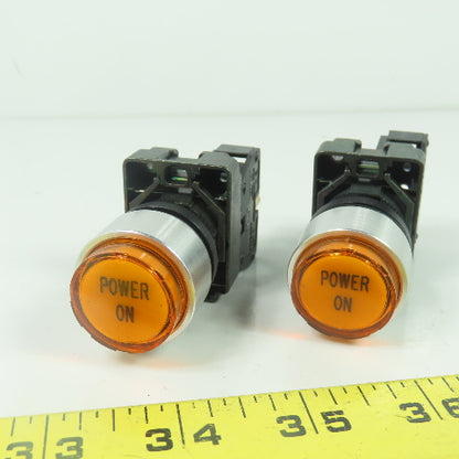 Power On Orange Pushbutton Switches Lot Of 2