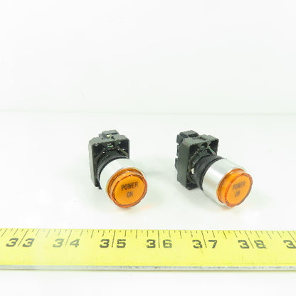 Power On Orange Pushbutton Switches Lot Of 2