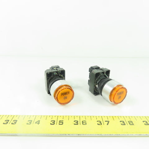 Power On Orange Pushbutton Switches Lot Of 2