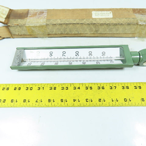 Johnson T-2 9" Glass Tube Thermometer 3-1/2" Probe 17" OAL 0-120°F