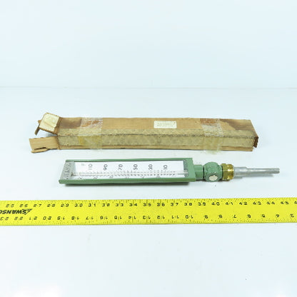 Johnson T-2 9" Glass Tube Thermometer 3-1/2" Probe 17" OAL 0-120°F