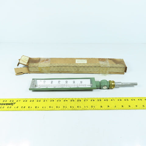 Johnson T-2 9" Glass Tube Thermometer 3-1/2" Probe 17" OAL 0-120°F