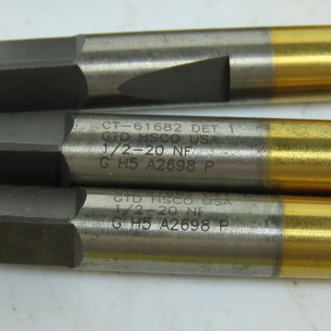 GTD 1/2"-20 NF HS 3-Flute Taper Tap 3/4" Thread Length Coated Lot Of 6