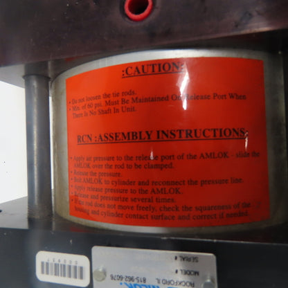 Amlok RCN-138600CA Double End Pneumatic Cylinder 6" Bore 1.375" Rod