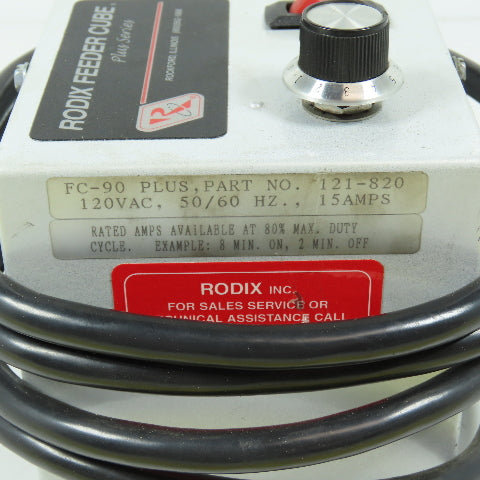 Rodix 121-820 FC-90 PLUS Vibratory Feeder Cube Controller 120V 15 Amps W/ Cord
