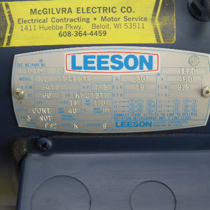 Leeson N213T34FH1B 7.5HP AC Electric Motor 3475RPM 230/460V 3PH KS213T Frame