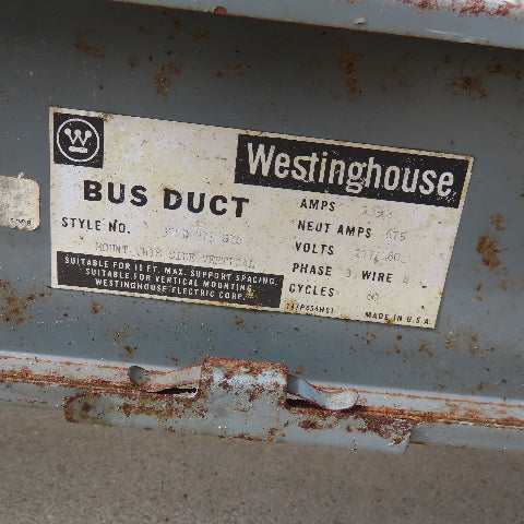 Westinghouse 372D275G76 1350A 4 Wire 3Ph 277/480V Bus Duct 16' Rin W/ End Cap