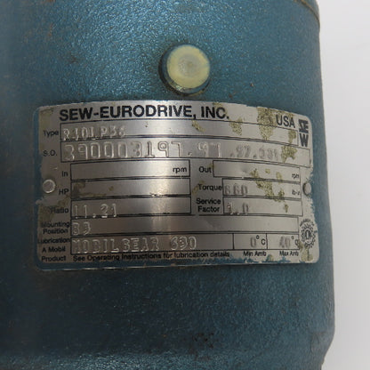 Sew-Eurodrive R40LP56 11.21 Ratio Inline Gearbox Reducer 880In-Lb Torque