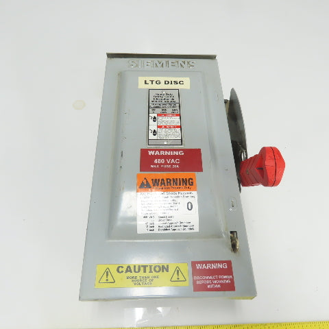 Siemens HFC361R 30A 600V 3-Ph Fusible Heavy Duty Safety Disconnect Switch