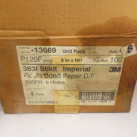3M 13669 3631 Stikit Imperial Resin Bond Paper 5" Lot Of 5 Rolls