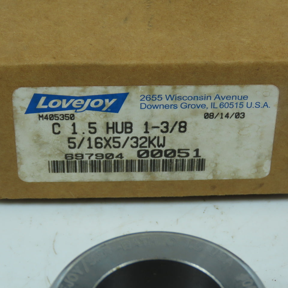 Lovejoy Sier-Bath 697904 C 1.5 Gear Type Coupling Hub 1-3/8" Bore 5/16x5 / 32kW