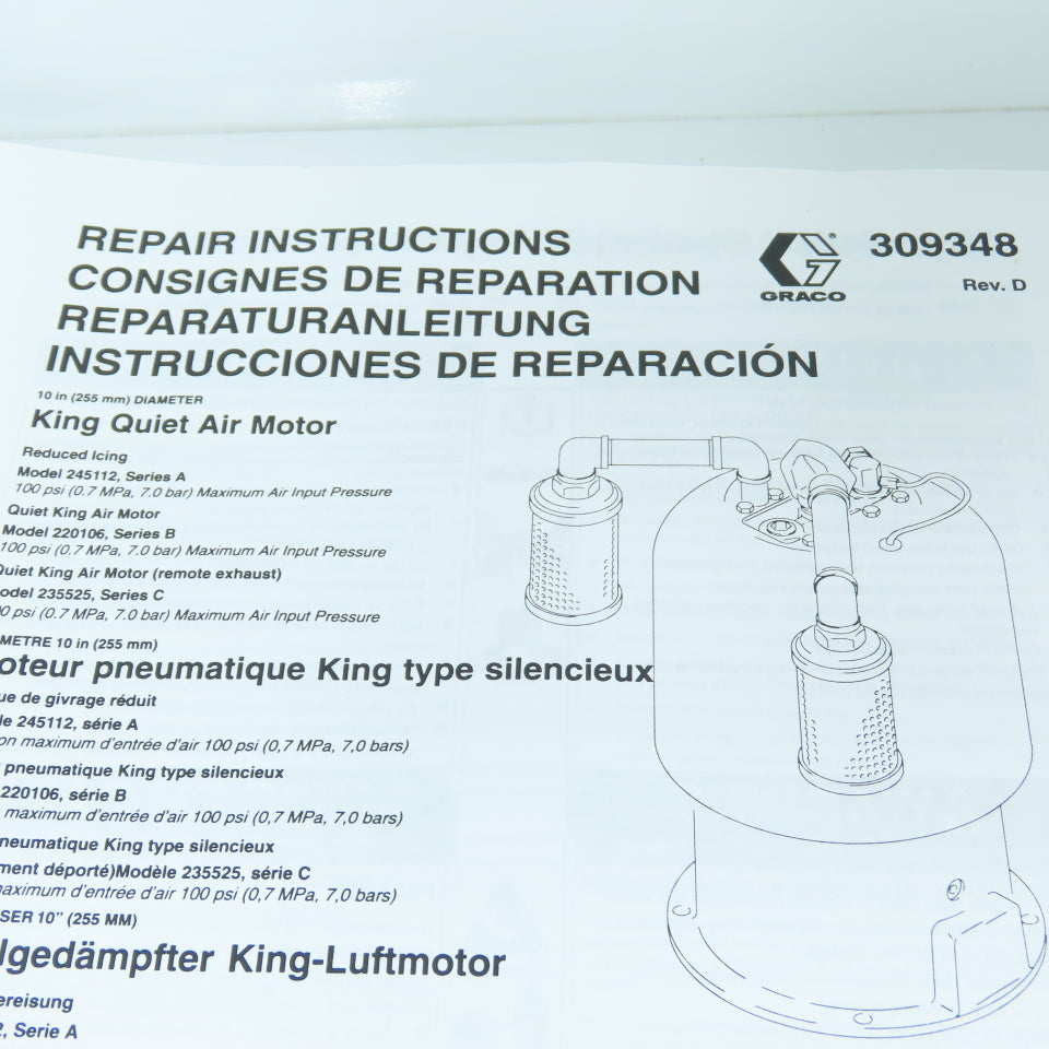 Graco 207730 New OEM Repair Kit For King Air Motor 10"