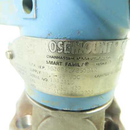 Rosemount 3051 CD2A22A1AB4E5A0206 Pressure Transmitter 10.5-55VDC 4-20mA 3626PSI