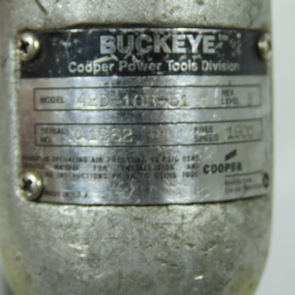 Cooper Buckeye 42D-103-51 Pneumatic Screw Driver Drill 1900 RPM Free Speed 7/16"