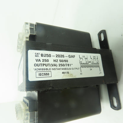 Micron GlobalTRAN B250-2026-GAF 250VA Transformer 120/240V Pri 24V Sec 50/60Hz