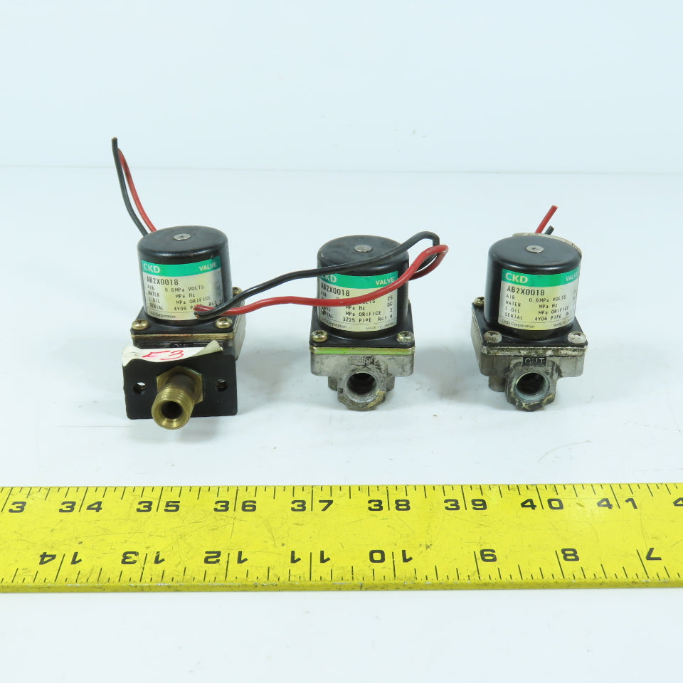 CKD AB2X0018 1/4" Air Water Oil Solenoid Valve 0.6MPa 25VDC Lot Of 3