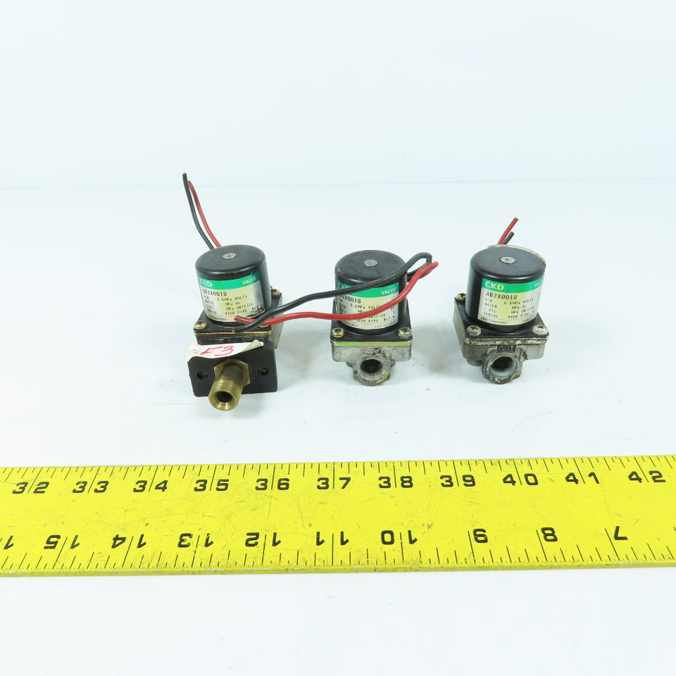 CKD AB2X0018 1/4" Air Water Oil Solenoid Valve 0.6MPa 25VDC Lot Of 3