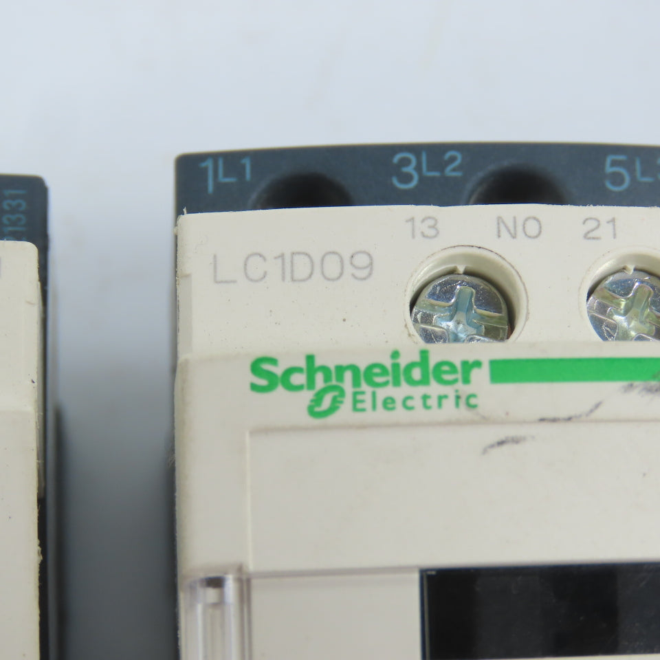 Schneider LC1D09M7 25A 600VAC Contactor Relay 7.5HP 220V Coil Lot Of 2