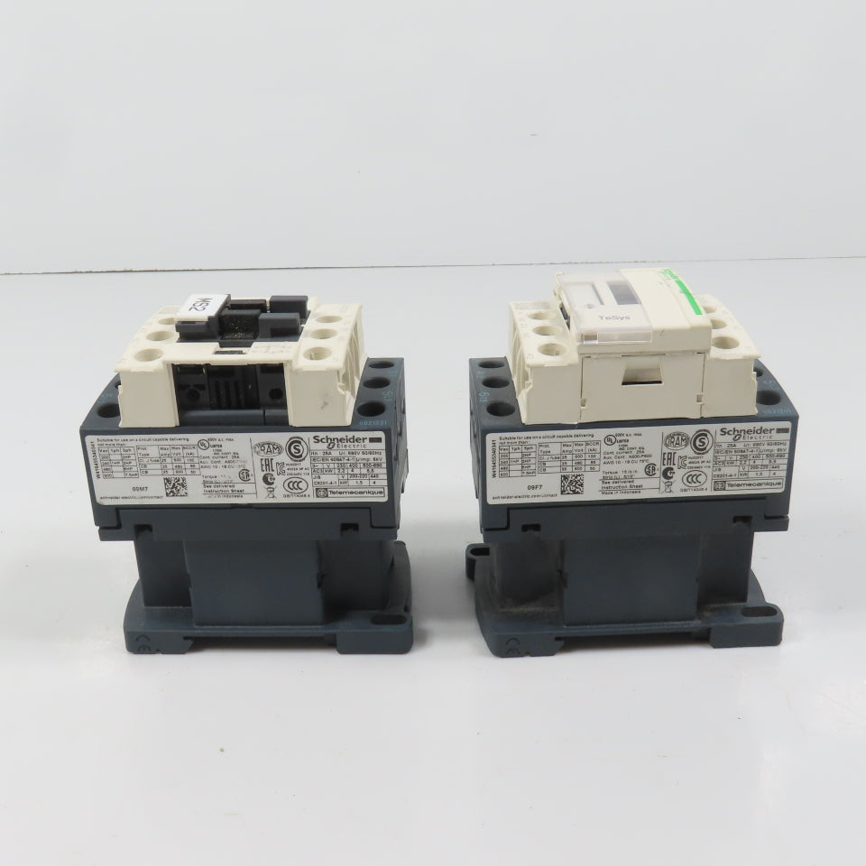 Schneider LC1D09M7 25A 600VAC Contactor Relay 7.5HP 220V Coil Lot Of 2