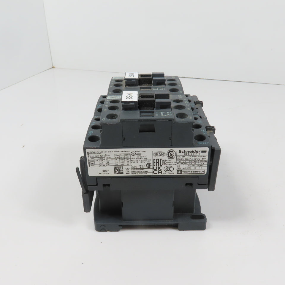 Schneider LC1D09M7 600VAC Reversing Contactor Relay 7.5HP 220V Coil