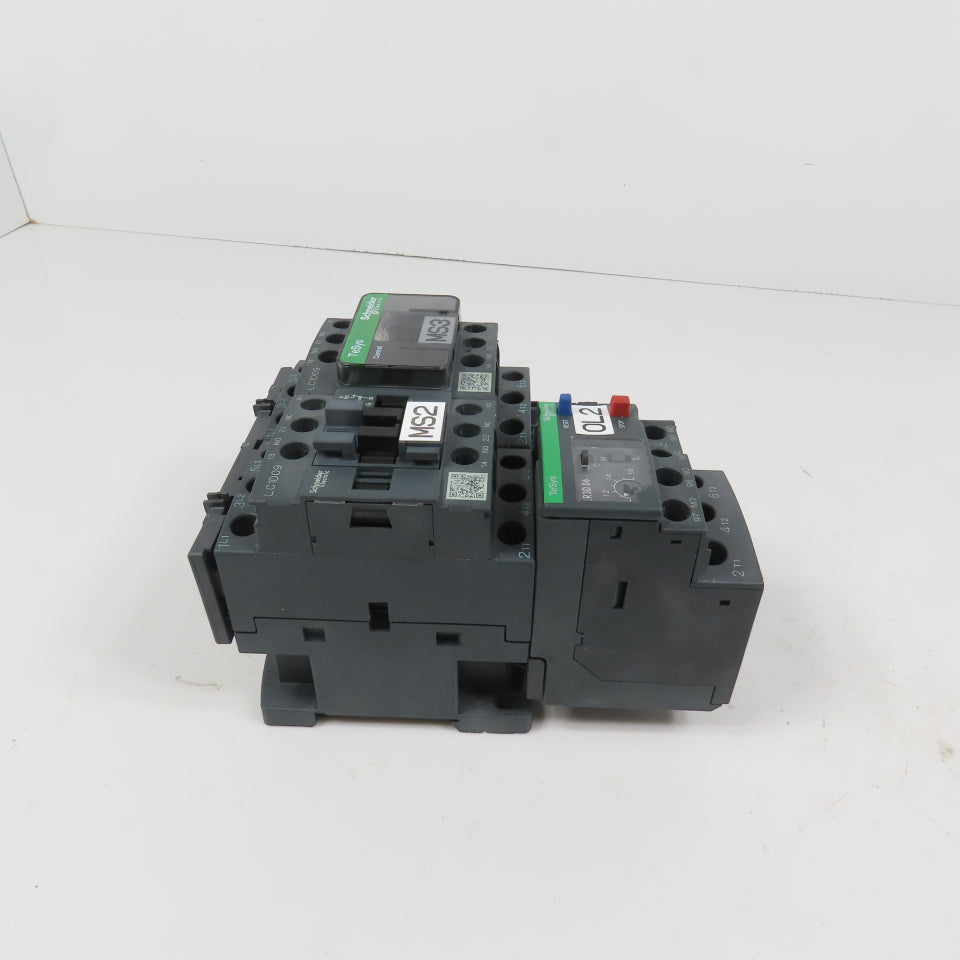 Schneider LC1D09M7 600VAC Reversing Contactor 7.5HP 220V Coil W/ LR3D06 Overload
