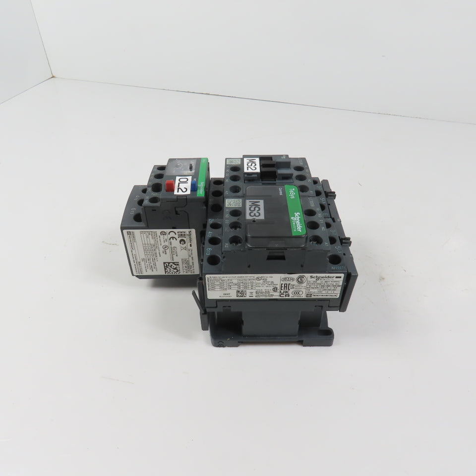 Schneider LC1D09M7 600VAC Reversing Contactor 7.5HP 220V Coil W/ LR3D06 Overload