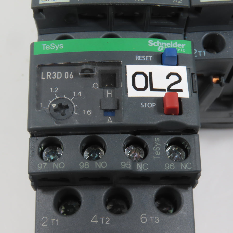 Schneider LC1D09M7 600VAC Reversing Contactor 7.5HP 220V Coil W/ LR3D06 Overload
