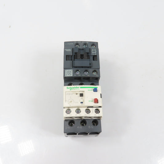 Schneider LC1D09M7 600VAC Contactor 7.5HP 220V Coil W/ LR3D07 Overload 1.6-2.5A