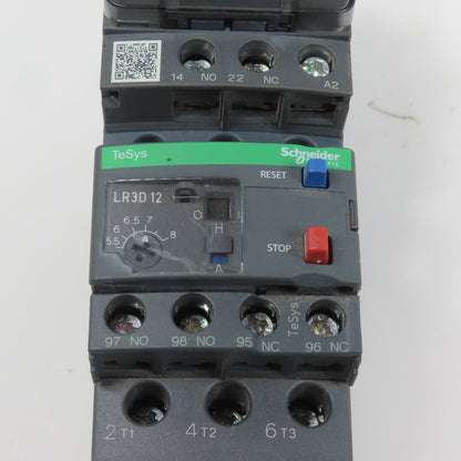 Schneider LC1D09F7 600VAC Contactor 7.5HP 110V Coil W/ LR3D12 Overload 5.5-8.0A