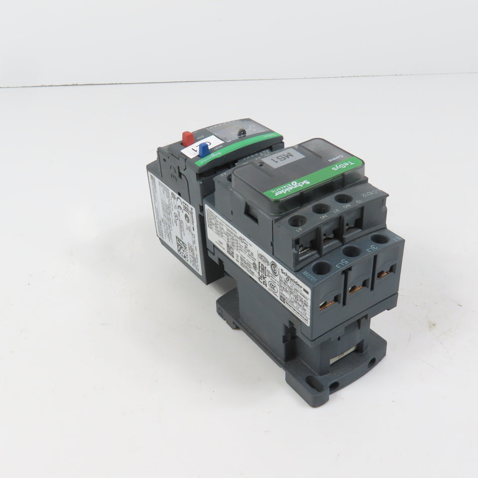 Schneider LC1D12M7 600VAC Contactor 10HP 220V Coil W/ LR3D14 Overload 7-10A