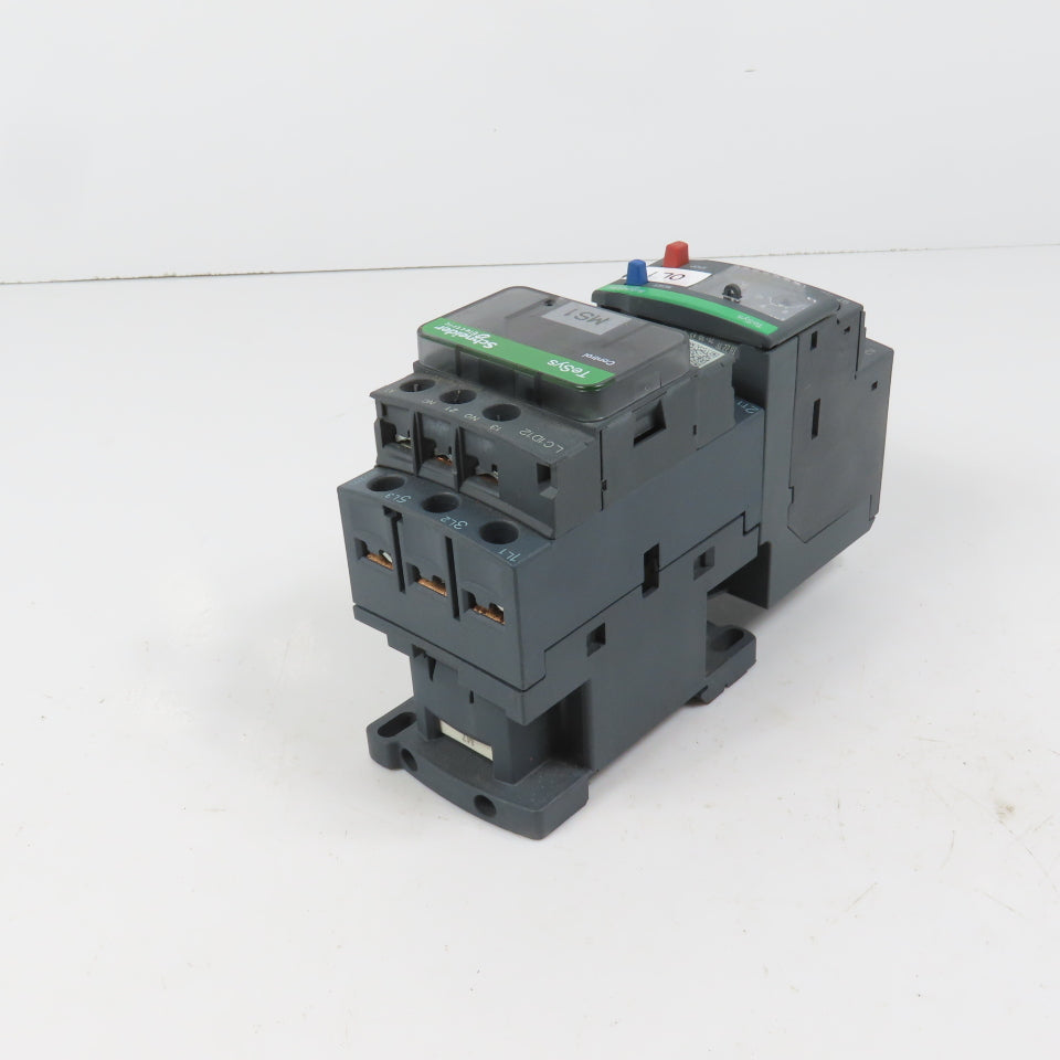 Schneider LC1D12M7 600VAC Contactor 10HP 220V Coil W/ LR3D14 Overload 7-10A